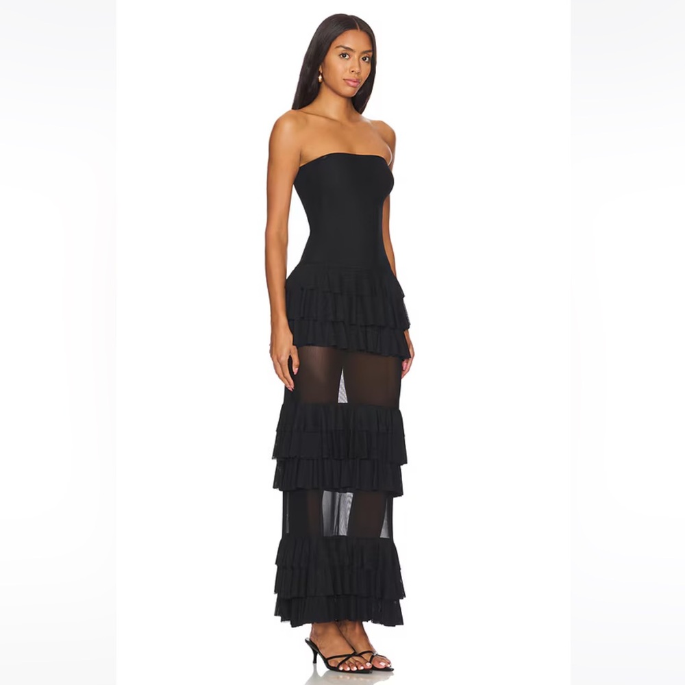 REVOLVE Strapless Black Ruffle Tiered Maxi Dress - Picture 2 of 3